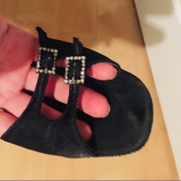 Black satin dance open toe strappy sandals - Picture 8 of 13